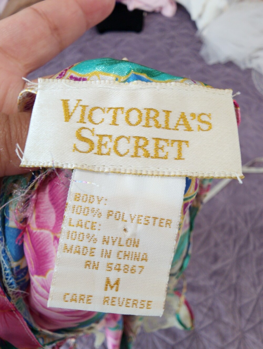 Vintage Victoria’s Secret Gold Label Floral Lace Satin Slip Dress Pink Medium - Picture 13 of 15